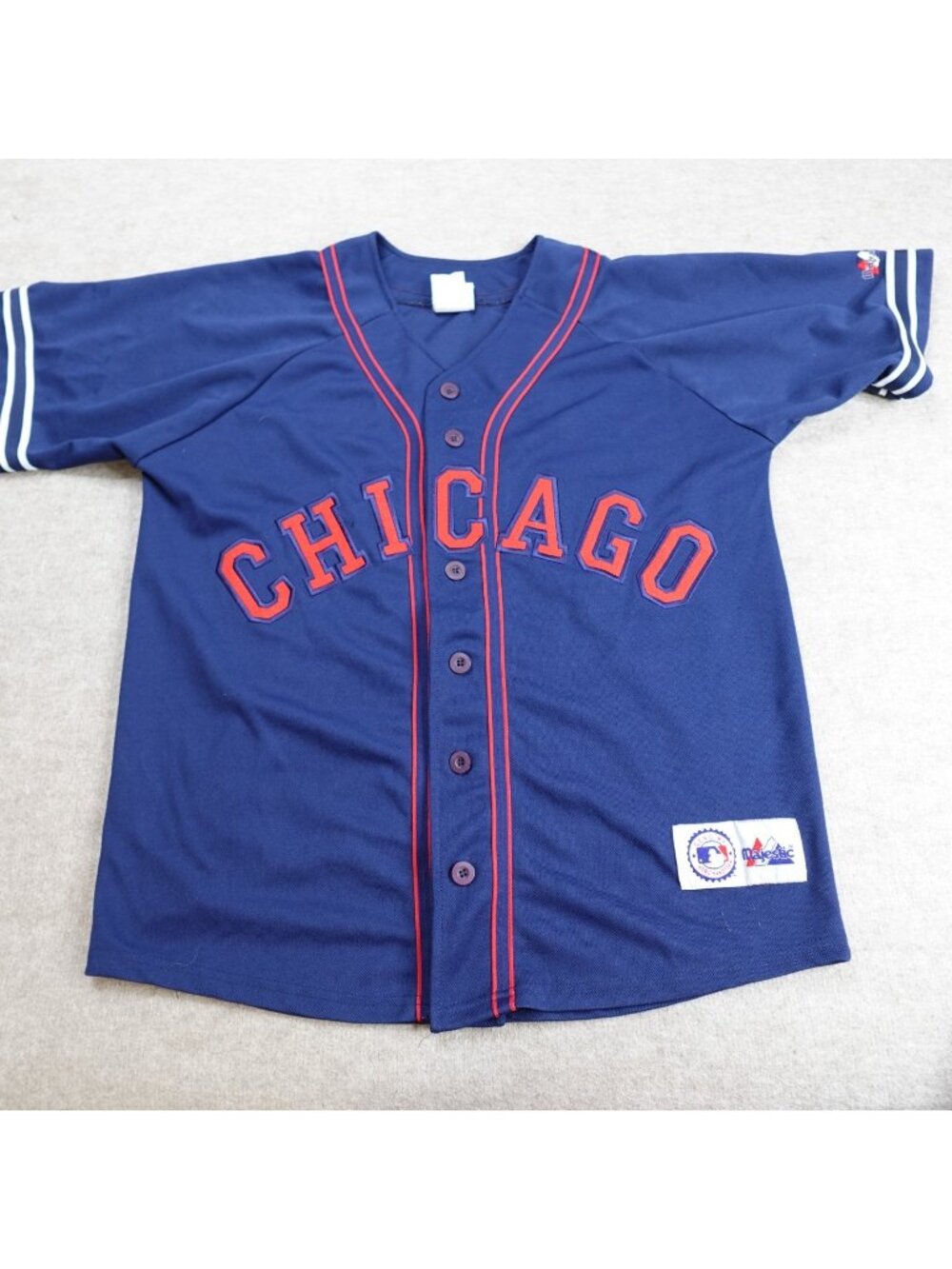 Chicago Cubs Shirt XL Blue Majestic Vintage Made in Korea Baseball
